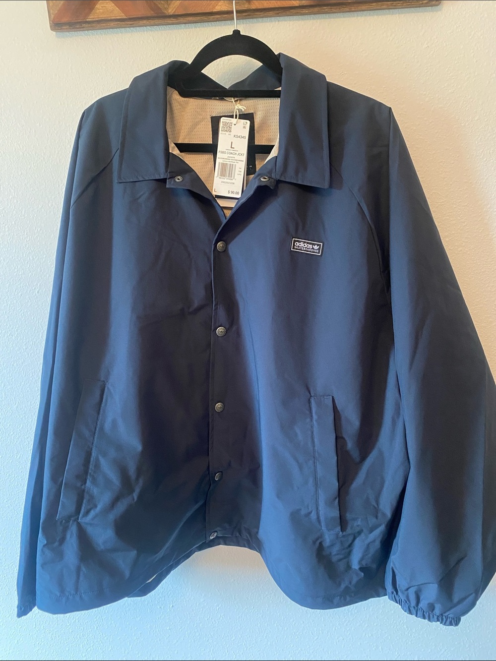 adidas Navy Skateboarding Coach Jacket L